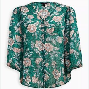 Torrid Floral Chiffon Lurex Top Sz 1X